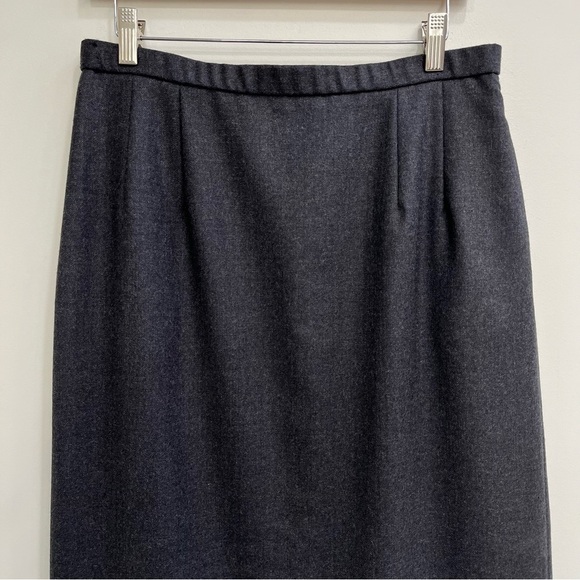 Vintage Pendleton wool midi maxi pencil skirt charcoal gray pockets modest 12 - Picture 3 of 11